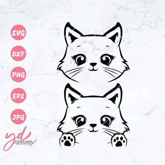  Cute Adorable Peeking Kitty Cat Kitten Cartoon Vinyl