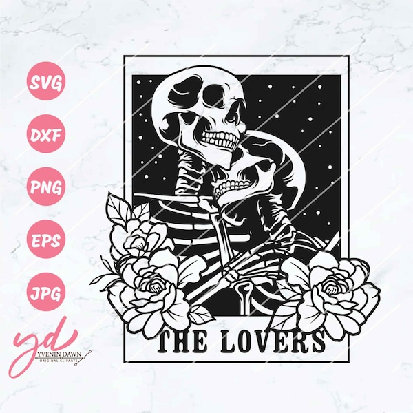 The Lovers Svg | Tarot Card Svg | Skull Lovers Svg | Dead Skeleton Love Svg | Gothic Svg | Skull Couple Svg | Gothic Lovers Svg | Halloween