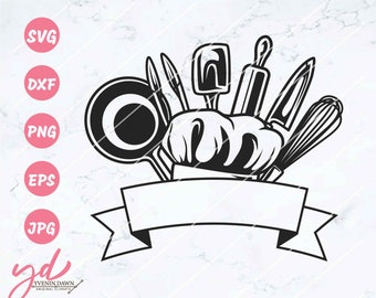 Herramientas de chef SVG: Clipart de cocina, monograma de restaurante (archivos digitales)
