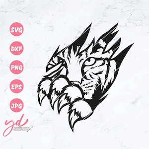 Arañazo de gato montés Svg Png / Arañazo de garra Svg / Garra de gato montés Svg / Gato montés Svg / Calcomanías de gato montés / Animal gato montés Svg / Arañazo de animal / Gato montés Png