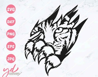 Arranhão de garra de lince SVG PNG: Adesivo de animal (arquivos digitais)