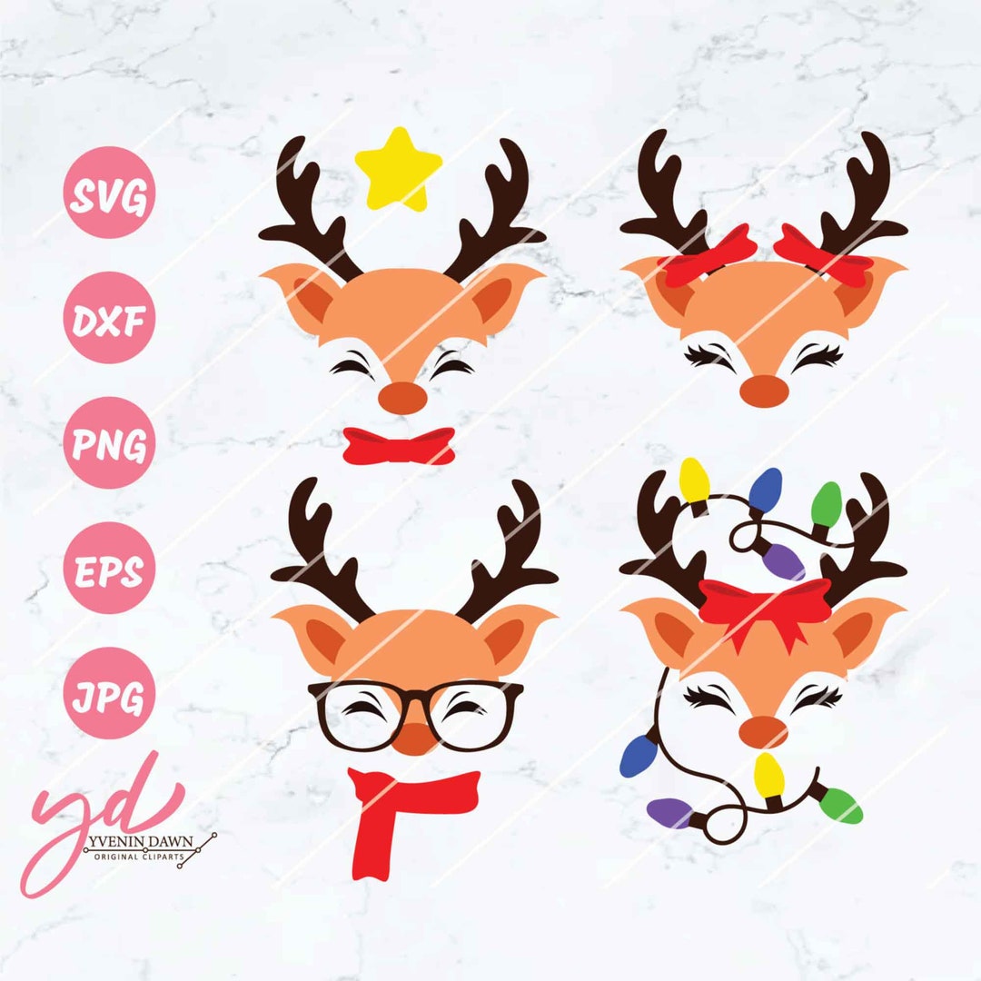 Reindeer Face SVG | Christmas Reindeer Svg | Deer Svg | Antlers ...