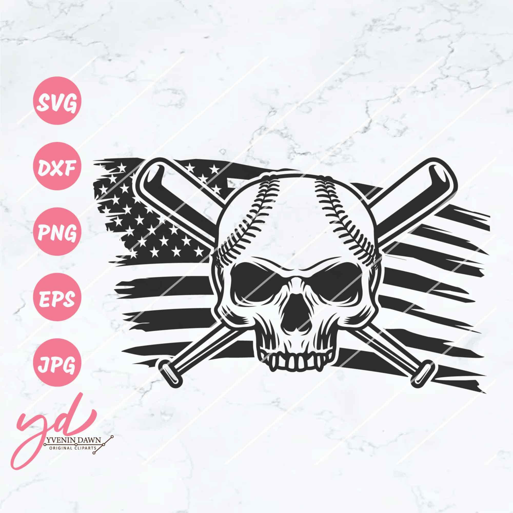 US Baseball Skull \u0026 Bats SVG PNG: Sports Clipart (digital Download) - Etsy, image size:2000x2000
