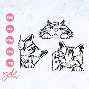 Cute Cat Svg Png | Cute Peeking Cat Svg | Curious Cat Svg | Cute Cat Face Svg | Peeking Face Svg | Cat Bundle Svg | Cute Cat Cutfiles Png