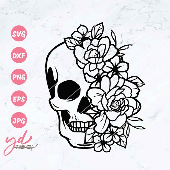 Floral Skull Svg, Skull Svg, Flower Skull Svg, Flower Skull Clip Art, Sugar  Skull Svg, Skull Vector, Skull Flower Crown svg, Skull shirt