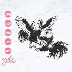 Fighting Roosters SVG PNG: Champion Breed Farm Animal (Digital Files)