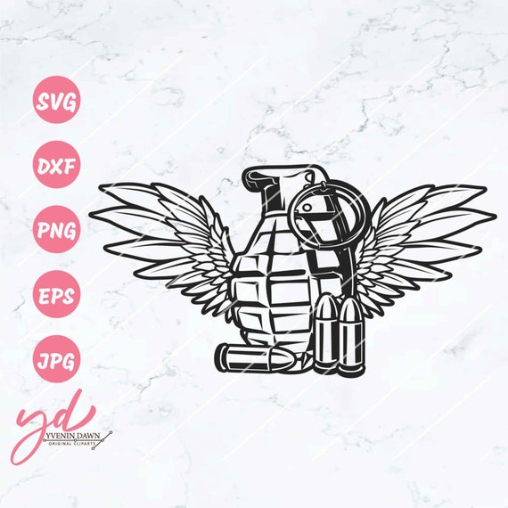 Hand Grenade Svg Png Grenade With Wings Svg Wings Svg - Etsy
