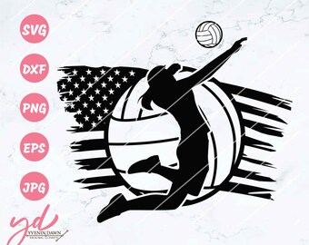 US Volleyball Player Silhouette Svg: Patriotic Spike Design (Digital Files)
