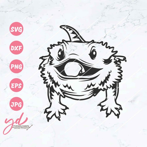 Cute Bearded Dragon Svg Png | Bearded Dragon Face Svg | WIld Animal Svg | Lizard Comodo Small Reptile Svg | Vector Cutfiles Glowforge Png