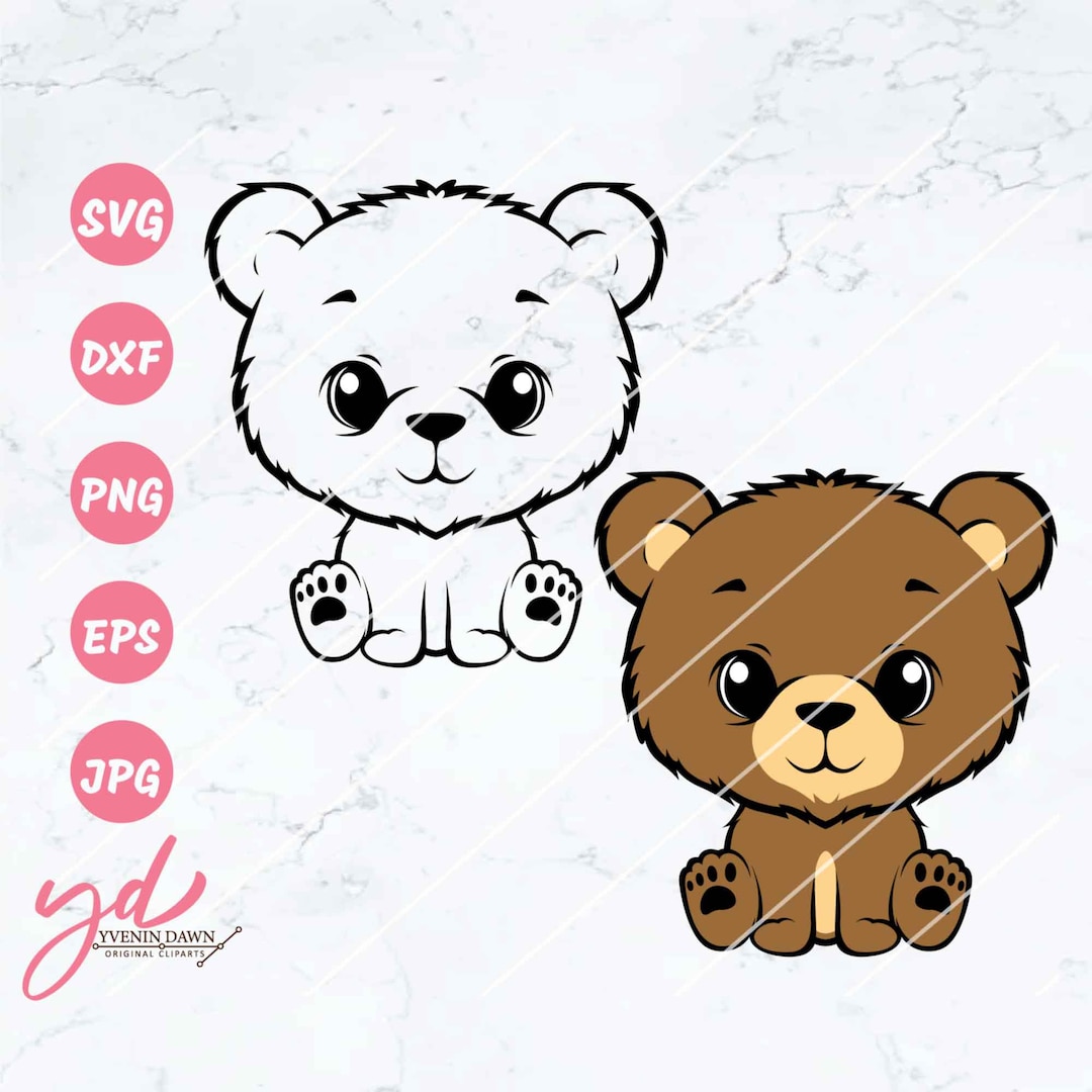 Baby Bear Svg Bear Sitting Svg Woodland Animals Teddy Bear Svg Cute