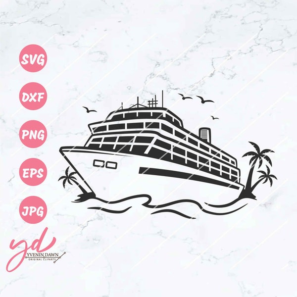 Kreuzfahrtschiff SVG Png | Familienausflug SVG | Sommer-Svg | Urlaub SVG | Meer SVG | Kreuzfahrt Reise SVG Png Dxf Eps