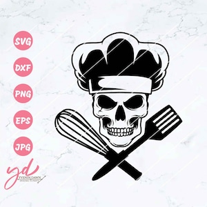 Chef Skull SVG Clipart: Grill Master Kitchen Tools (Digital Download)