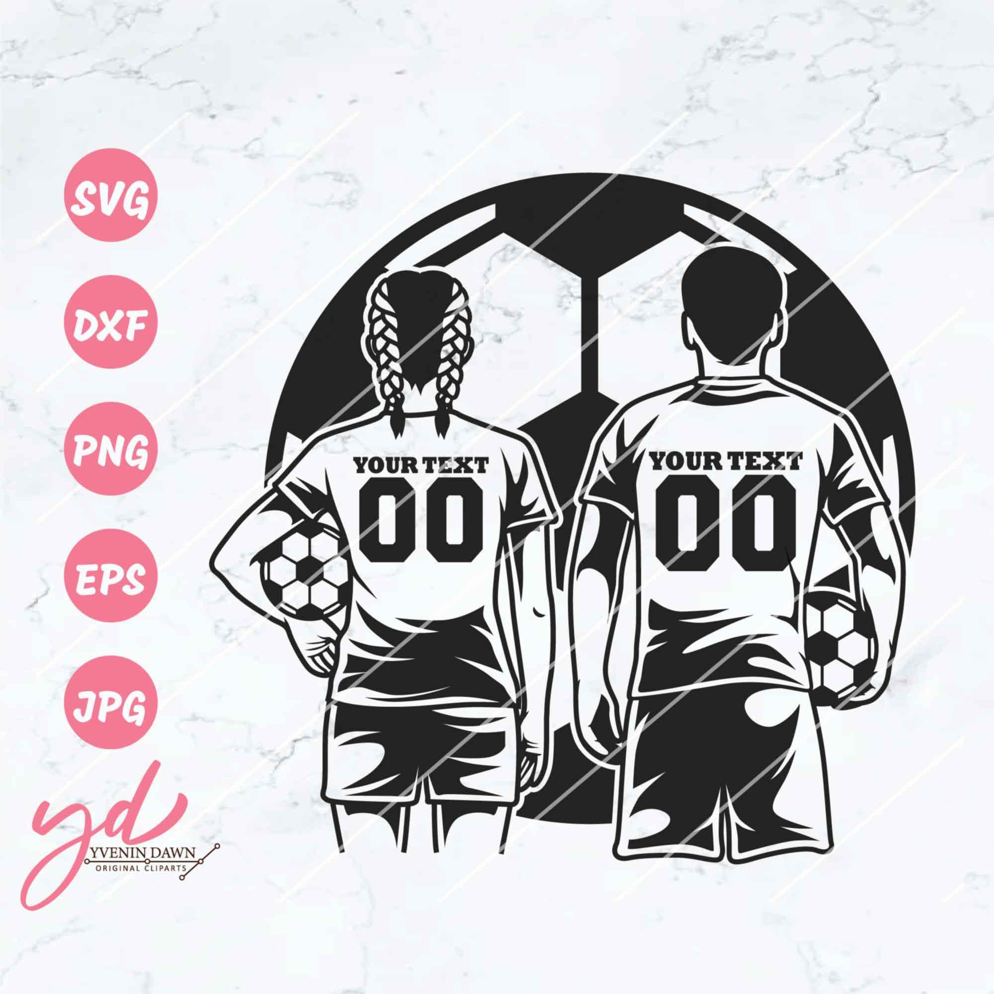 2 Soccer Player Svg | Personalized Name Svg | Customized Soccer Player | Soccer Svg | Soccer Clipart | 1 Boy 1 Girl Soccer Player Svg Png