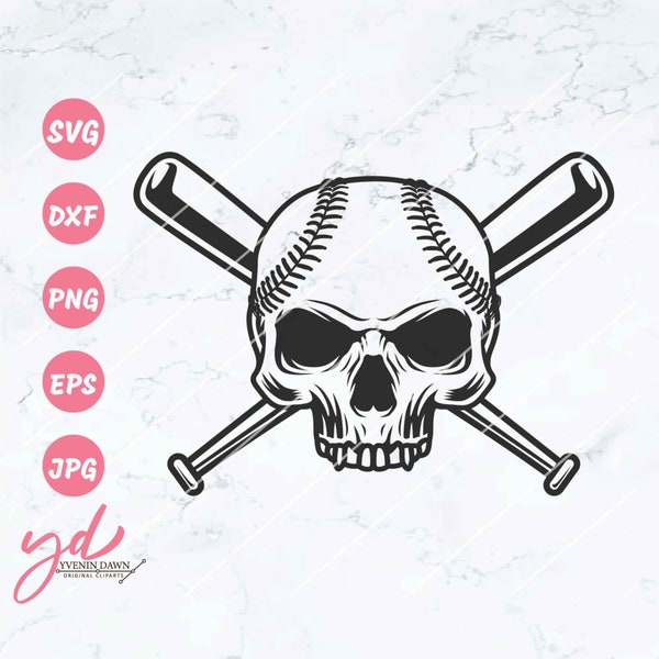 Baseball Skull with Crossed Bats Svg Png | Baseball Svg | Softball Svg | Sports  Bats Svg | Skull Svg | Softball Skull Svg | Baseball Png