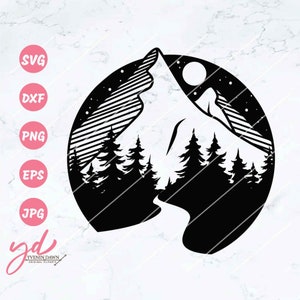 Berge Svg | Waldsvg | Outdoor Svg | Travel Svg | Berg und Bäume Svg | Outdoors Adventure Svg | Camping Svg | Illustration | Png