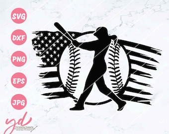 US Flag Softball Player SVG: Clipart Cut File (Digital Download)