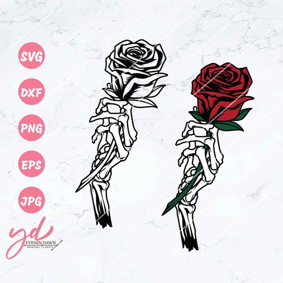 Hands Holding Rose Svg Skeleton Holding Rose Svg Dxf Png Svg