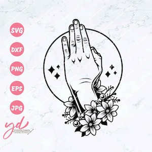 Praying Hands Svg | Prayer Svg | Floral Praying Hands Svg | Praying Hands With Flowers | Printable | Cut Files | Vector | Illustration | Png