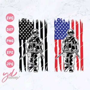 USA Flag Firefighter SVG: Patriotic Rescue Design (Digital Files)