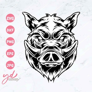 Wild Boar Head SVG: Razorback Mascot Vector Design (Digital Files)