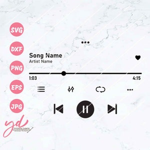 Music Player Svg | Audio Control Buttons Svg | MP3 Player Svg | Music Svg | Song Cover Svg | Album Cover Svg | Music Lover Svg | Png