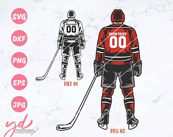 Personalized Hockey Player SVG: Customizable Name, Goalie Design (Digital Files)