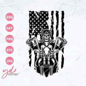 American Biker Skull SVG: Skeleton Rider Clipart (Digital Files)