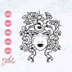 Floral Medusa Svg: Snake Hair, Mythological Creature (Digital Files)