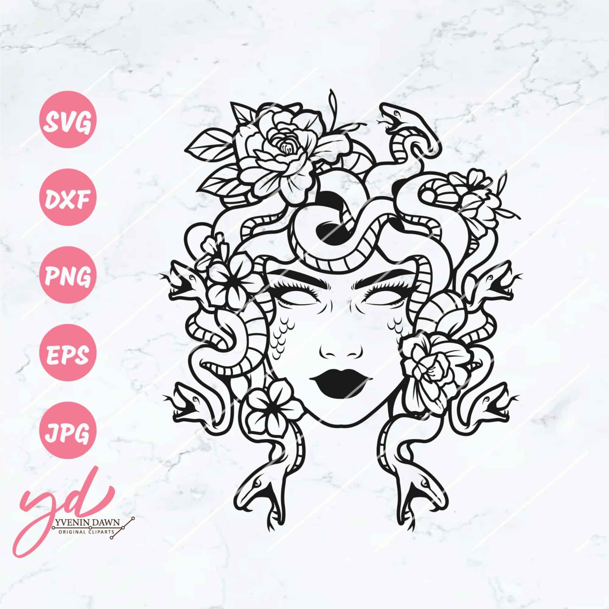 Medusa Svg Floral Medusa Svg Mythological Creature Svg - Etsy Israel