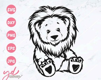 Lion Svg | Cute Lion Sitting Svg Png | Baby Lion Svg | Cute Animal Svg | Safari Animal Svg | Zoo Animal Svg | Wild Animal Svg | Cute Png Eps