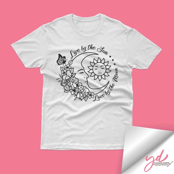 Live by the Sun Love by the Moon Svg | Floral Moon Svg