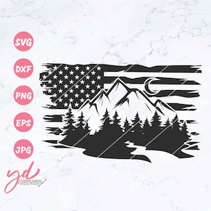 US Mountains and Forest Scene Svg Png | US Scenic Outdoor View Svg | US Outdoor Scene Svg | Forest Svg | Mountains Svg | Us Outdoor Svg Png