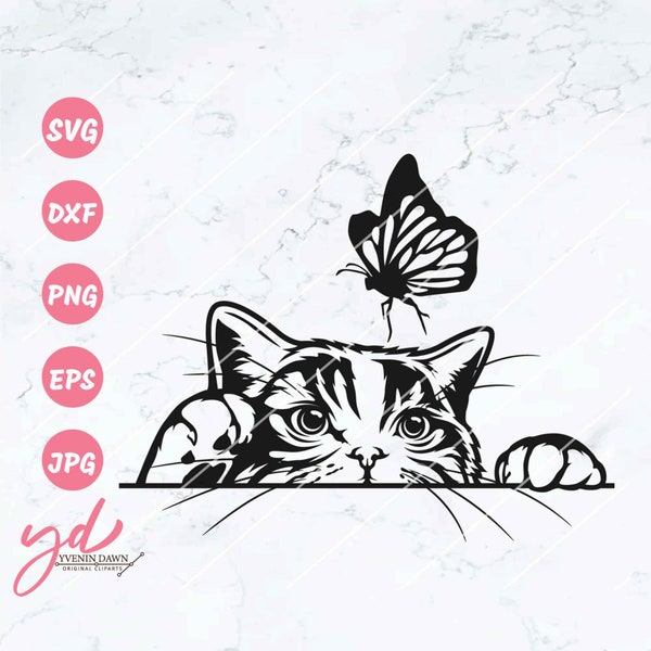 Cat Peeking Svg | Cute Cat Svg | Cat Svg | Funny Kitty Svg | Peeking Face Animal Vector | Curious Kitten Clipart | Animal Funny Face Svg Png