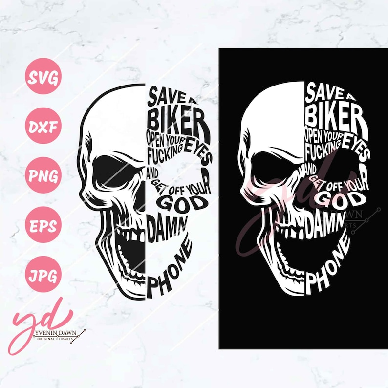 Save a Biker Skull Svg: Biker Quote Graphic (Digital Files) image 1