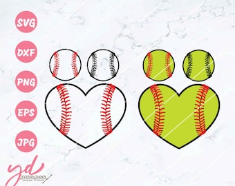 Honkbalhart SVG: softbalveters clipart (digitale download)