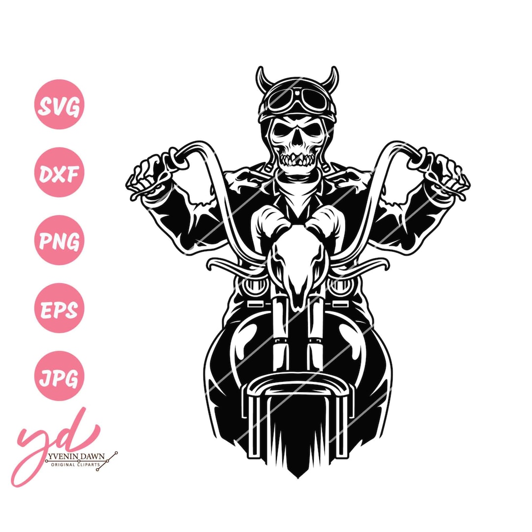 Biker Skull Svg File Skeleton Rider Skeleton Biker Biker Skull Svg ...