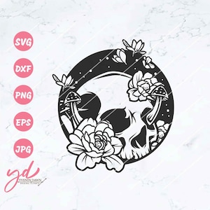 Floral Skull Vector Cut File: Magic Flowers Clipart (Digital Download)