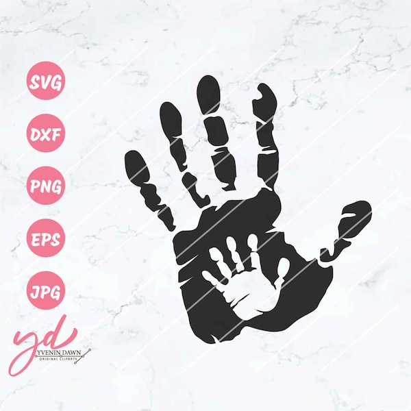 Dad and Baby Hand Print Svg Png | Dad and Kid Hand Svg | Hand Prints Svg | Baby Newborn Hand Print Svg | Father's Day Svg | Dad Daddy Father