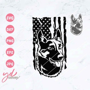 Patriotic German Shepherd SVG: American Flag Dog Lover Design (Digital Download)