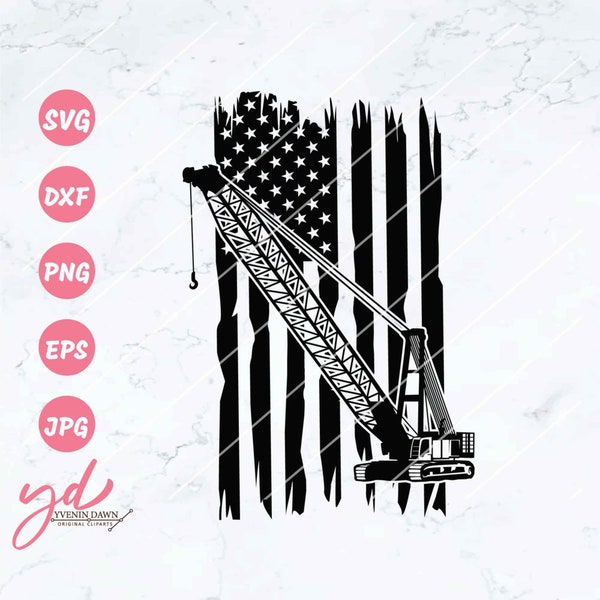 US Crane Svg | US Heavy Equipment Svg | Construction Svg | Excavator Svg | US Crane Operator Svg | Trucker Svg | Building Build Builder Png