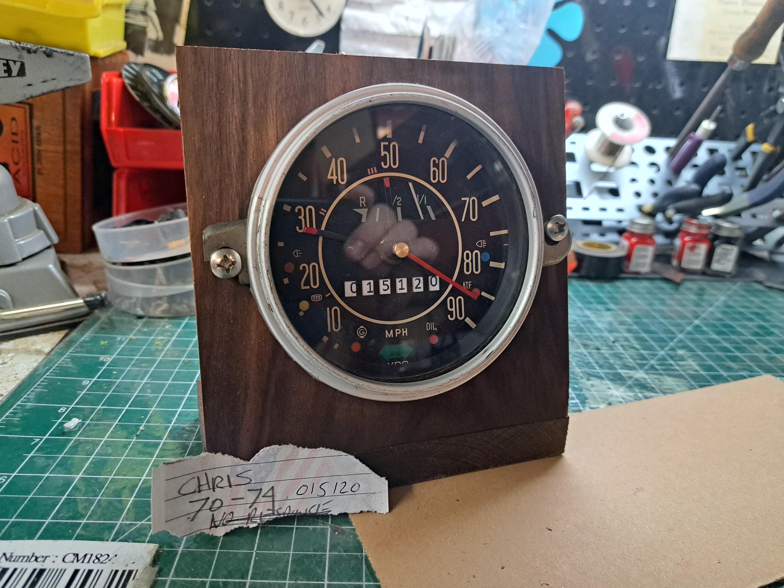 Vintage Volkswagen Repurposed Beetle Speedometer Clock: 60's