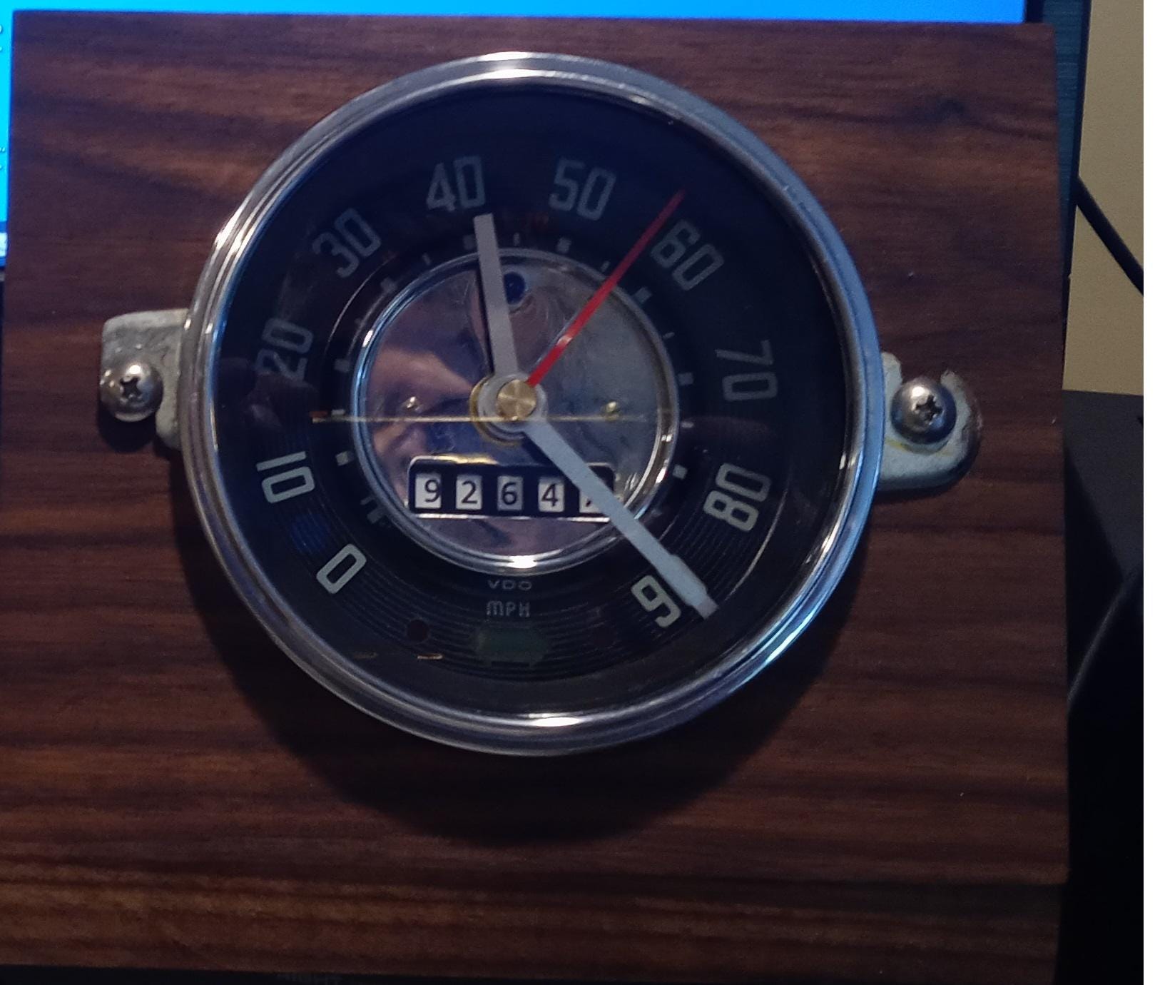 Vintage Volkswagen Repurposed Beetle Speedometer Clock: 60's