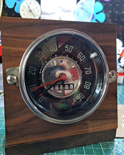 Vintage Volkswagen Repurposed Beetle Speedometer Clock: 60's