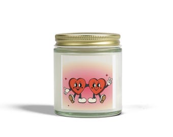 Heartwarming Scented Candles, Coconut Apricot Wax, Cute Gift for Valentine's Day, Home Decor, Aromatherapy, Cozy Vibe