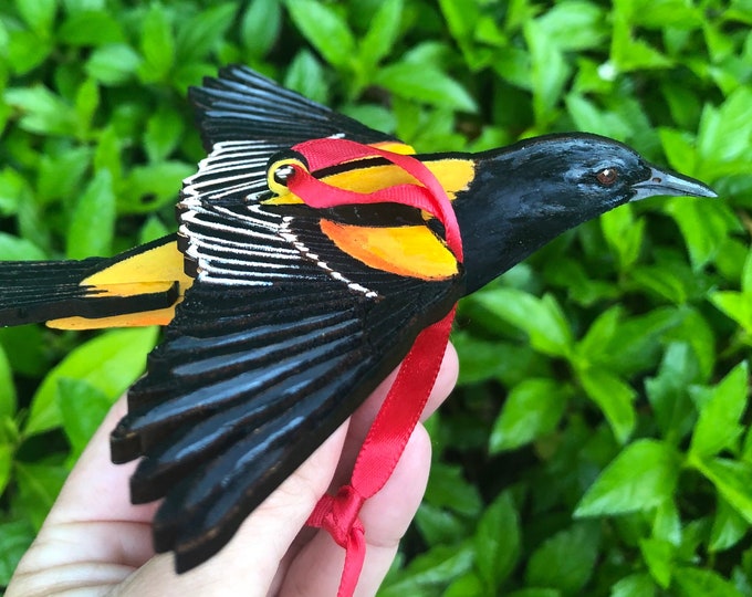 Scott's Oriole Ornament, Hand-Painted on Recycled Wood