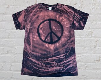 Peace Sign Reverse Dye Swirl Shirt medium