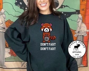 Don't Fart Sweatshirt, Red Panda Sweatshirt, Funny Weightlifting Sweatshirt, Kettle Bell Sweatshirt, Cute Gym Sweatshirt, Red Panda