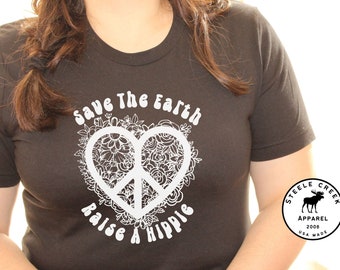 Save The Earth Raise A Hippie T-Shirt, Earth Day Shirt, Hippie Soul Tee, Cute Hippie Shirt, Music Festival Shirt, Boho Hippie Tee, Vegan Tee