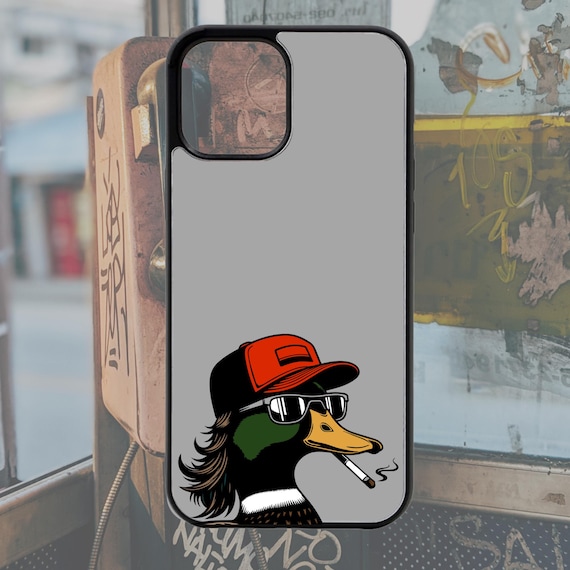 Funny Mullet Mallard Duck Phone Case, Red Trucker Hat, Glossy iPhone Case