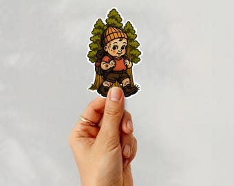 Hiking Kewpie Baby Traditional Tattoo Sticker